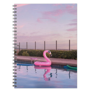 Flamingo water floater in swimming pool notebook