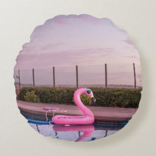 Flamingo water floater in swimming pool round cushion