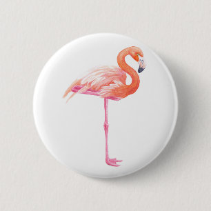 Flamingo watercolor 6 cm round badge