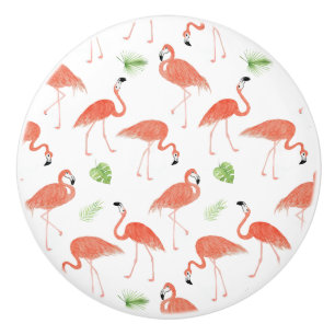 Flamingo Watercolor Ceramic Door Knob