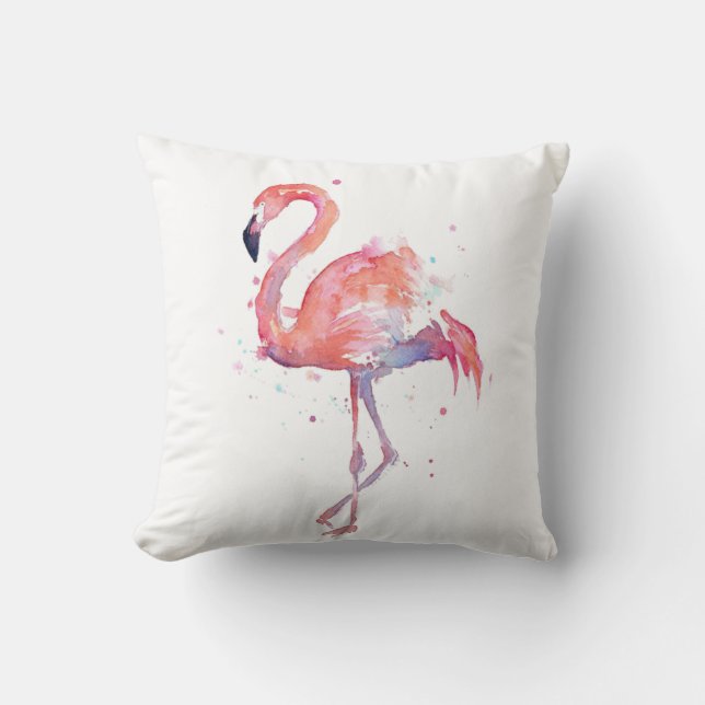 Flamingo Watercolor Cushion (Front)
