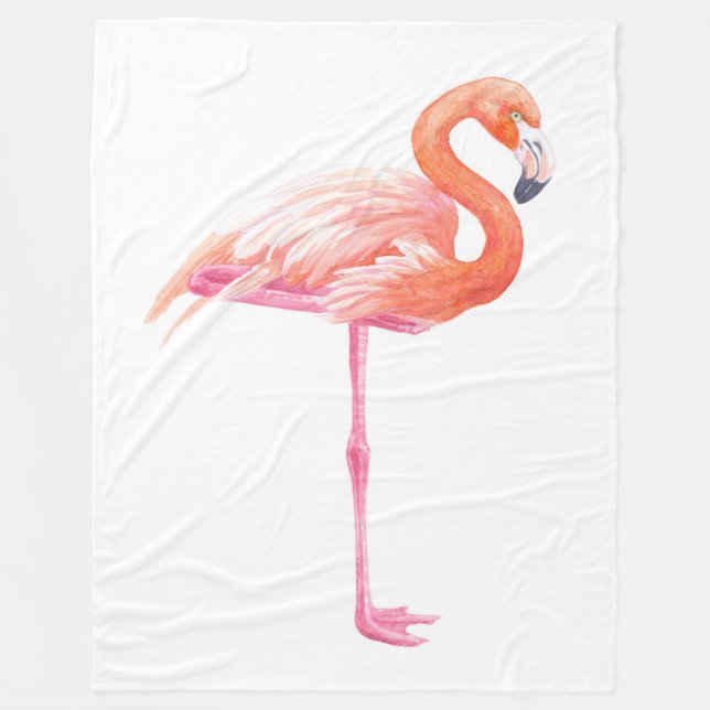 Flamingo watercolor fleece blanket (Front)