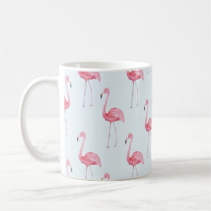 Flamingo watercolor, pastel background seamless pa coffee mug