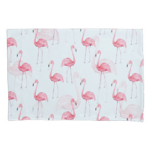 Flamingo watercolor, pastel background seamless pa pillowcase