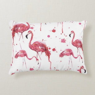 Flamingo watercolor pattern, vibrant design. decorative cushion