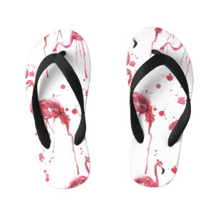 Flamingo watercolor pattern, vibrant design. kid's thongs