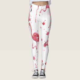 Flamingo watercolor pattern, vibrant design. leggings