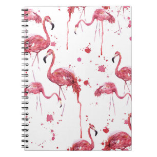 Flamingo watercolor pattern, vibrant design. notebook