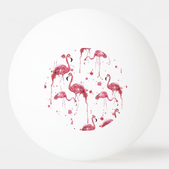 Flamingo watercolor pattern, vibrant design. ping pong ball (Front)