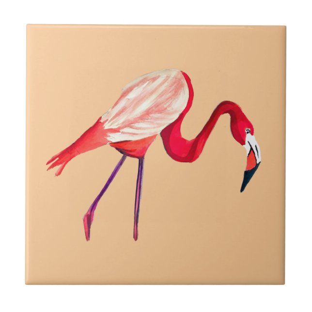 Flamingo watercolor pretty art ceramic tile (Front)
