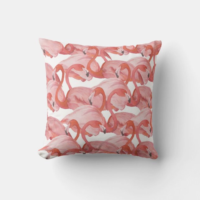 Flamingo Watercolor: Seamless Pattern Cushion (Front)