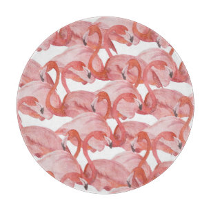 Flamingo Watercolor: Seamless Pattern Cutting Board