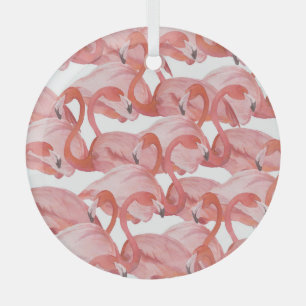 Flamingo Watercolor: Seamless Pattern Glass Tree Decoration