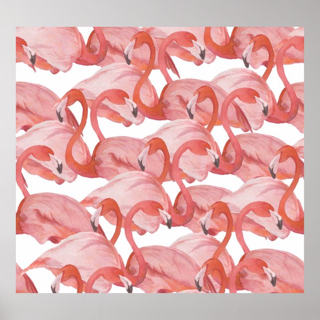 Flamingo Watercolor: Seamless Pattern Poster (Front)