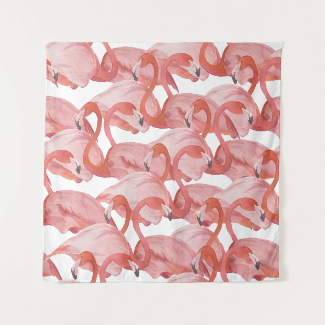 Flamingo Watercolor: Seamless Pattern Tapestry (Front)