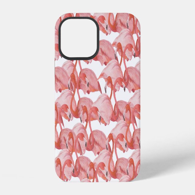 Flamingo Watercolor: Seamless Small Pattern iPhone Case (Back)