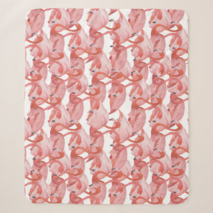 Flamingo Watercolor: Seamless Small Pattern Sherpa Blanket