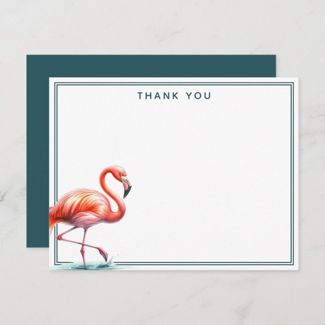 Flamingo Watercolor Thank You Card (Front/Back)