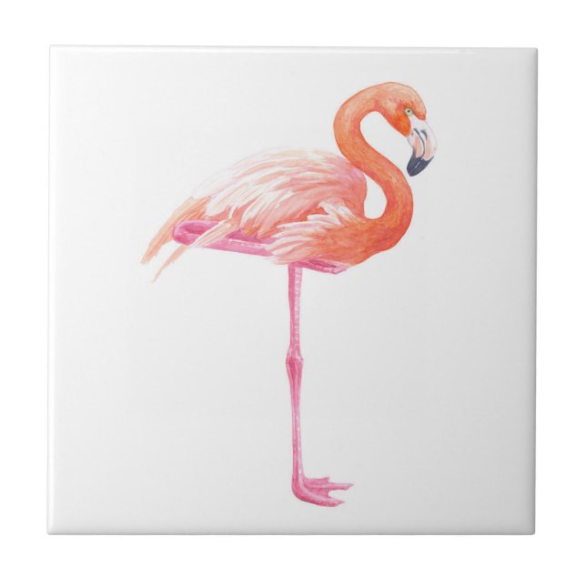 Flamingo watercolor tile (Front)