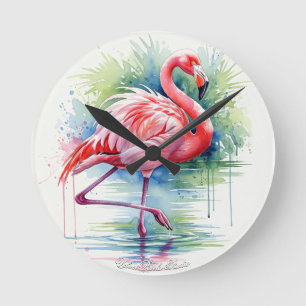 Flamingo Watercolor Wall Clock
