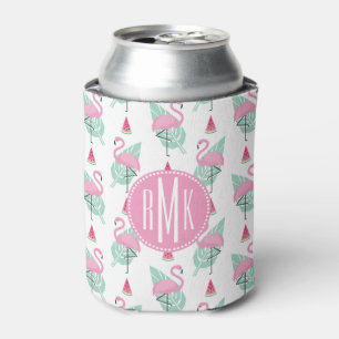 Flamingo & Watermelon Pastel Pattern Can Cooler