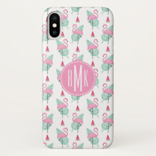 Flamingo & Watermelon Pastel Pattern iPhone X Case
