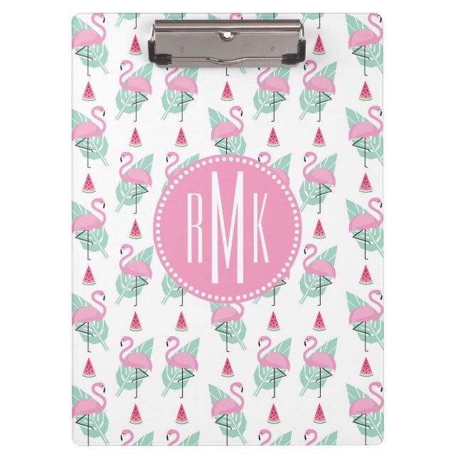 Flamingo & Watermelon Pastel Pattern Clipboard (Front)
