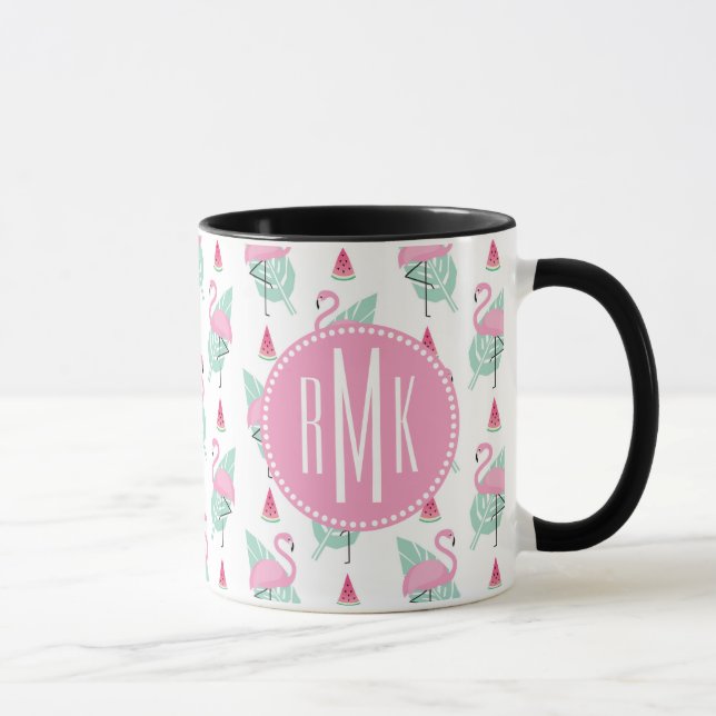 Flamingo & Watermelon Pastel Pattern Mug (Right)