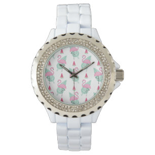 Flamingo & Watermelon Pastel Pattern Watch
