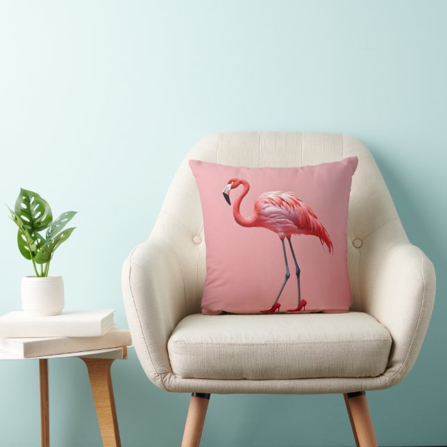 Flamingo Wearing Red High Heels Cushion (Chair)