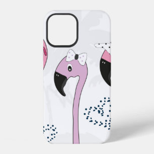 Flamingo wearing sunglasses and hat in summer. Cut iPhone 12 Case