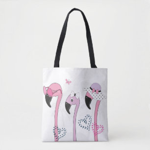 Flamingo wearing sunglasses and hat in summer. Cut Tote Bag