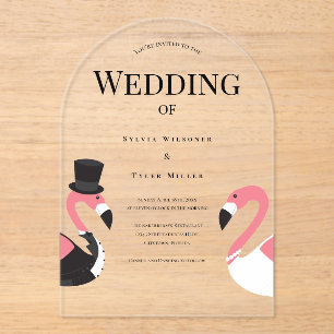 Flamingo Wedding Acrylic Invitations