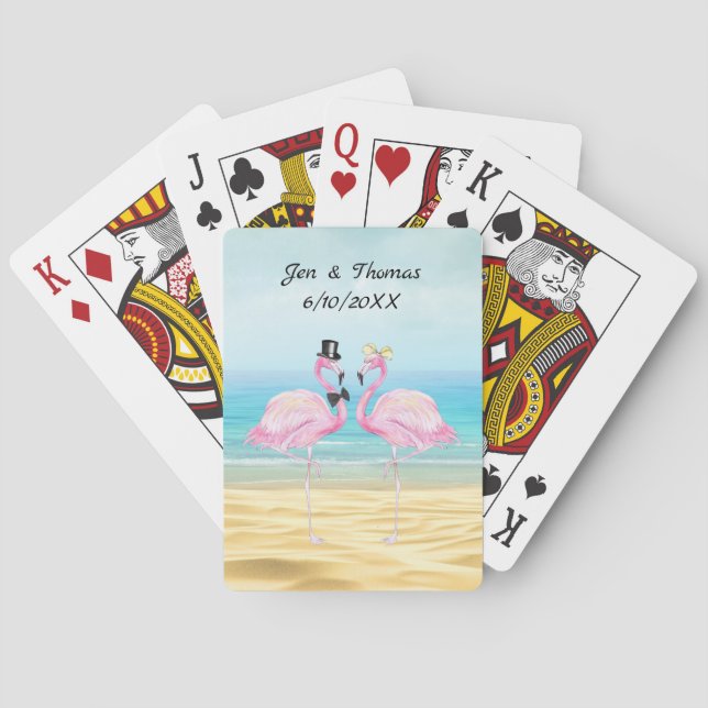 Flamingo Wedding Bicycle Playing Cards (Back)