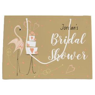 Flamingo Wedding Bridal Shower Name Large Gift Bag