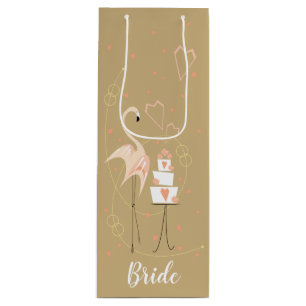 Flamingo Wedding Bride Wine Gift Bag