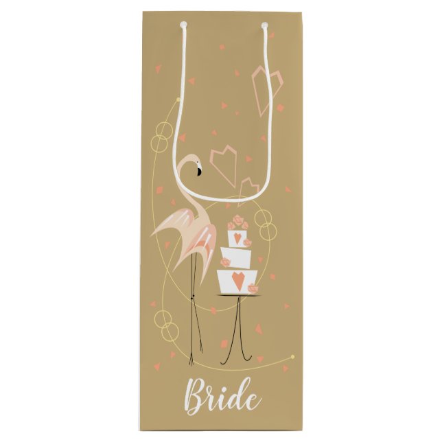 Flamingo Wedding Bride Wine Gift Bag (Front)