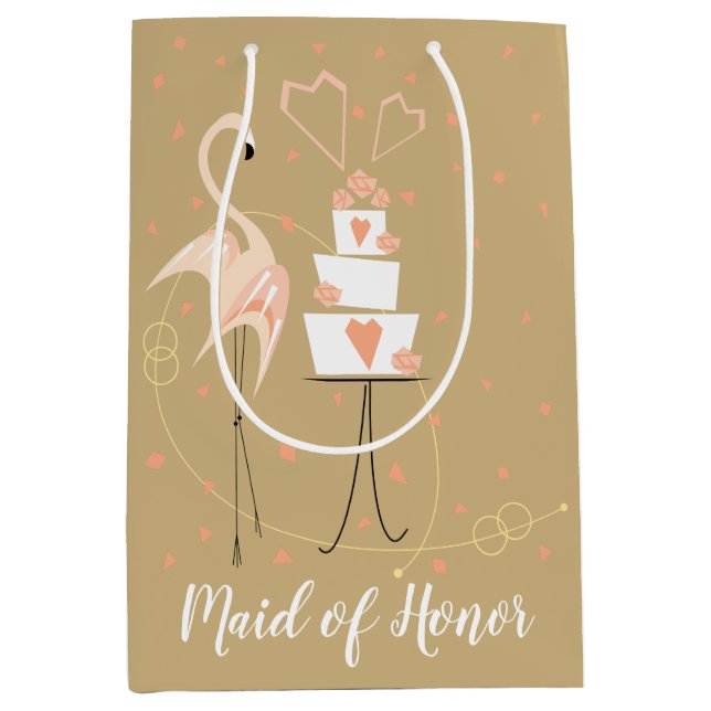 Flamingo Wedding Bridesmaid Medium Gift Bag (Front)