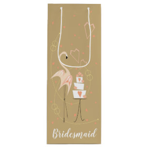 Flamingo Wedding Bridesmaid Wine Gift Bag