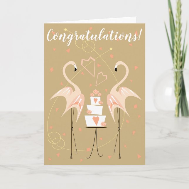 Flamingo Wedding Congratulations Card (Front)