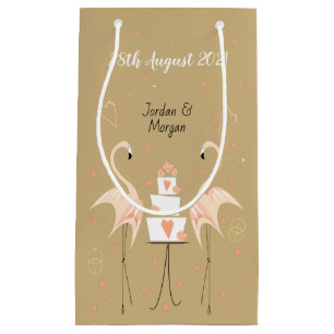 Flamingo Wedding Date Names Small Gift Bag