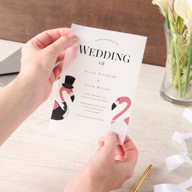 Flamingo Wedding Invitation (Handheld)
