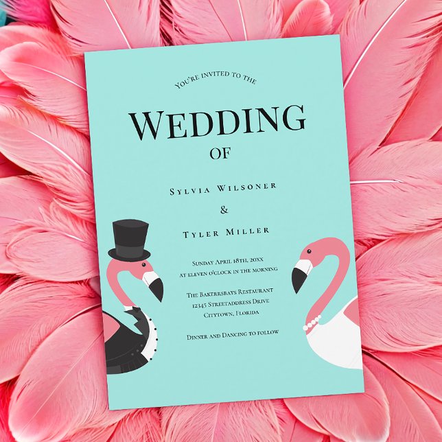 Flamingo Wedding  Invitation (Get this fun and tropical invitation for your wedding.)