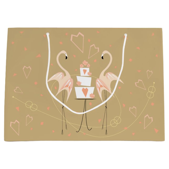 Flamingo Wedding Large Gift Bag (Front)