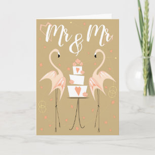 Flamingo Wedding Mr & Mr Text Card