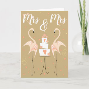 Flamingo Wedding Mrs & Mrs Text Card
