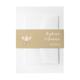 Flamingo Wedding Names Date portrait Invitation Belly Band