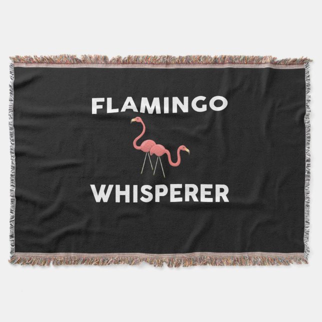 Flamingo Whisperer Novelty Flamingos Throw Blanket (Front)