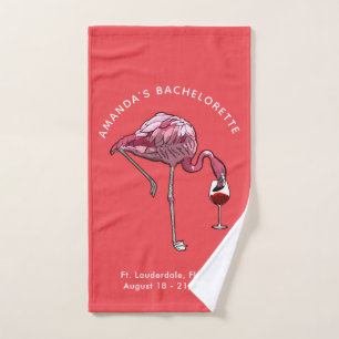 Flamingo Wine Drinker Bachelorette Party Custom Hand Towel