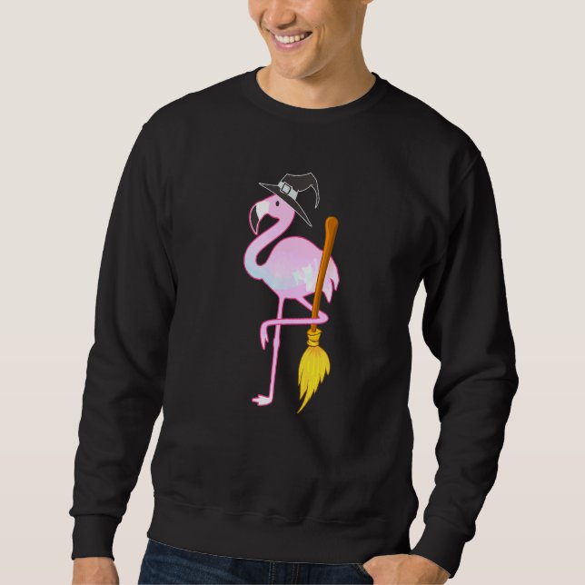 Flamingo Witch Halloween Sweatshirt (Front)